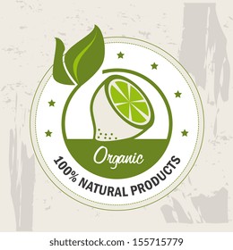 organic label over pattern background vector illustration