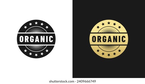 Organic label or Organic product stamp Vector Isolated in Flat Style. Best Organic label for product packaging design element. Simple Organic stamp for packaging design element.