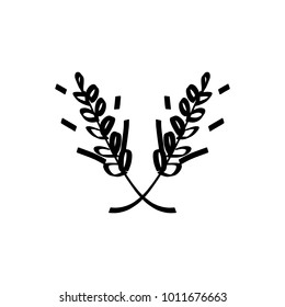 Organic label, rye, hand drawn. Decor elements. Vector, clip art.