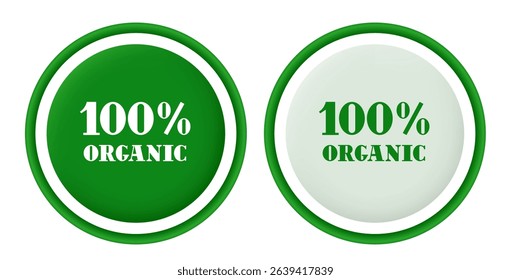 Organic label. Set of vector 3d labels isolated on white background.