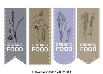 Organic Labels set with cereals