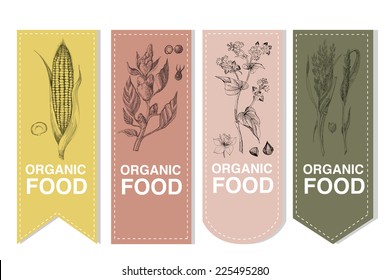 Organic Labels set with cereals