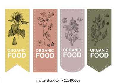 Organic Labels set with cereals