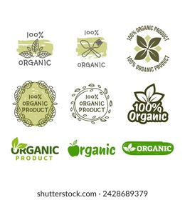 Organic labels set. Collection various logo for organic cosmetics or products isolated on white background