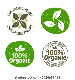 Organic labels set. Collection various logo for organic cosmetics or products isolated on white background