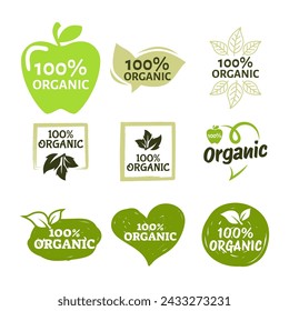 Organic labels set. Collection various logo for organic cosmetics or products isolated on white background