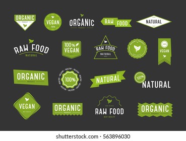 Organic labels set. Collection various logo for eco cosmetics or products.