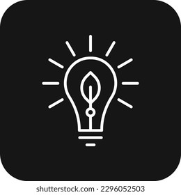 Organic lamp Eco friendly icon with black filled line style. recycle, lamp, environment, leaf, nature, bulb, electricity. Vector illustration
