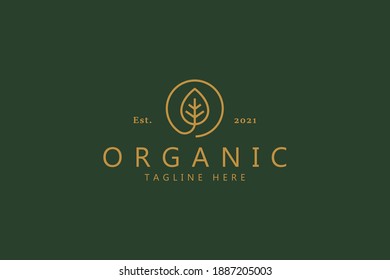 Organic Leaf At The Circle Logo Concept