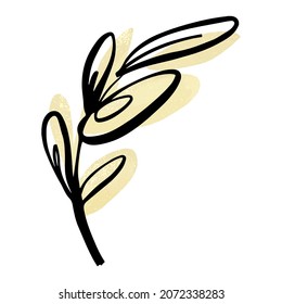 Forma de hoja orgánica.Estilo moderno de elementos boho.Patrón abstracto de estilo minimalista. Objeto de doodle de línea