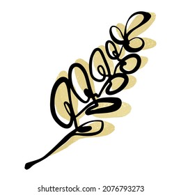 Organic leaf form.Trendy style  boho element.Abstract pattern in a minimalist style. Line doodle object