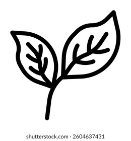 Organic leaf icon line style transparent