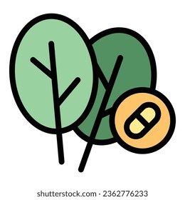 Vector de contorno de icono de hoja orgánica. Comida dietética. Color de fruta de la cocción plano