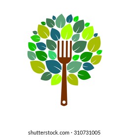 organic leaf icon vegetarian green vector sign