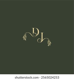 organic leaf initial DJ luxury wedding monogram logo design concept letter