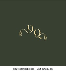 organic leaf initial DQ luxury wedding monogram logo design concept letter