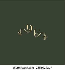 organic leaf initial DU luxury wedding monogram logo design concept letter