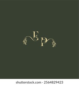 organic leaf initial EP luxury wedding monogram logo design concept letter