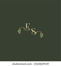 organic leaf initial ES luxury wedding monogram logo design concept letter