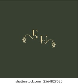 organic leaf initial EU luxury wedding monogram logo design concept letter