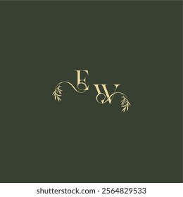 organic leaf initial EW luxury wedding monogram logo design concept letter