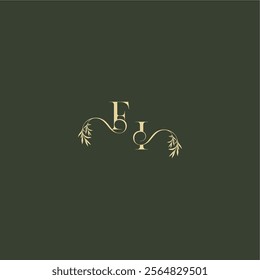 organic leaf initial FI luxury wedding monogram logo design concept letter