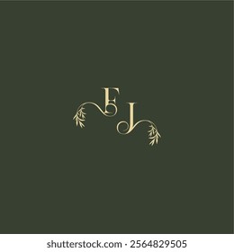 organic leaf initial FJ luxury wedding monogram logo design concept letter