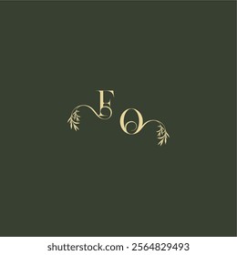 organic leaf initial FO luxury wedding monogram logo design concept letter