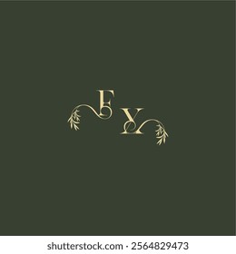 organic leaf initial FX luxury wedding monogram logo design concept letter