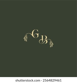 organic leaf initial GB luxury wedding monogram logo design concept letter
