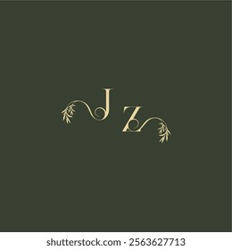 organic leaf initial logo design concept letter luxury wedding monogram JZ