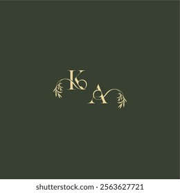 organic leaf initial logo design concept letter luxury wedding monogram KA