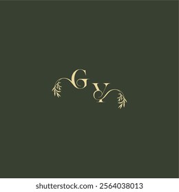 organic leaf initial logo design concept letter luxury wedding monogram GY