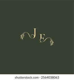 organic leaf initial logo design concept letter luxury wedding monogram JF