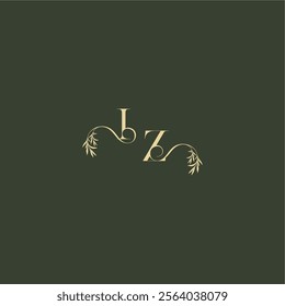 organic leaf initial logo design concept letter luxury wedding monogram IZ