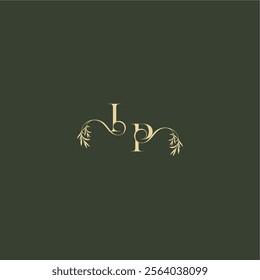 organic leaf initial logo design concept letter luxury wedding monogram IP