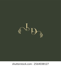 organic leaf initial logo design concept letter luxury wedding monogram ID