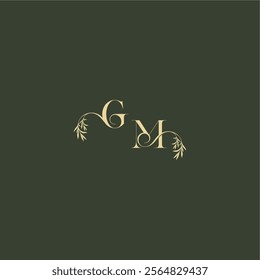 organic leaf initial logo design concept letter luxury wedding monogram GM