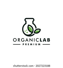 diseño del logotipo de laboratorio de hoja orgánica Icono de la naturaleza