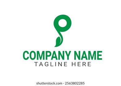 Organic leaf latter p logo design template