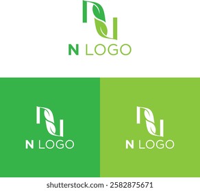 Organic leaf letter N logo.