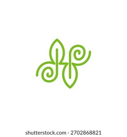 organic leaf line logo. vector, traditional vintage.