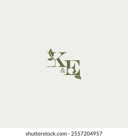 organic leaf logo bold initial concept letter luxury wedding monogram design KE