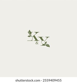 organic leaf logo bold initial concept letter luxury wedding monogram design KY