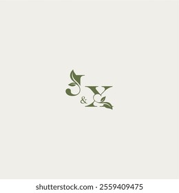 organic leaf logo bold initial concept letter luxury wedding monogram design JX