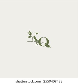 organic leaf logo bold initial concept letter luxury wedding monogram design KQ