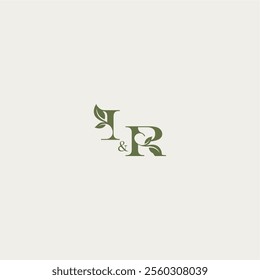 organic leaf logo bold initial concept letter luxury wedding monogram design IR