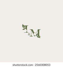 organic leaf logo bold initial concept letter luxury wedding monogram design IM