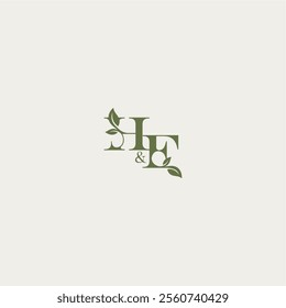 organic leaf logo bold initial concept letter luxury wedding monogram design HF
