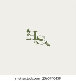 organic leaf logo bold initial concept letter luxury wedding monogram design HS